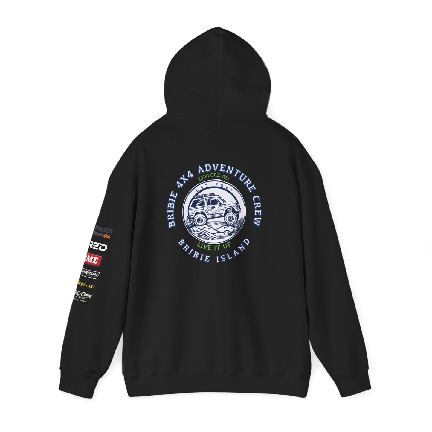 Bribie 4x4 Centre Road Trip Adventure Hoodie for Travel Lovers.