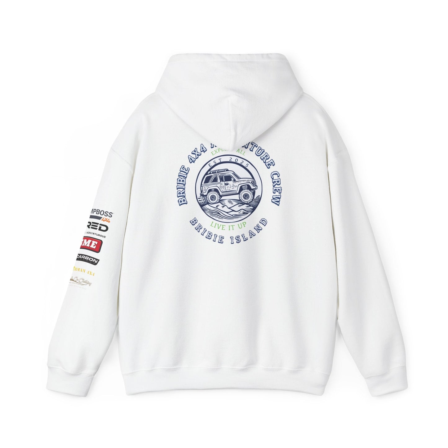 Bribie 4x4 Centre Road Trip Adventure Hoodie for Travel Lovers.