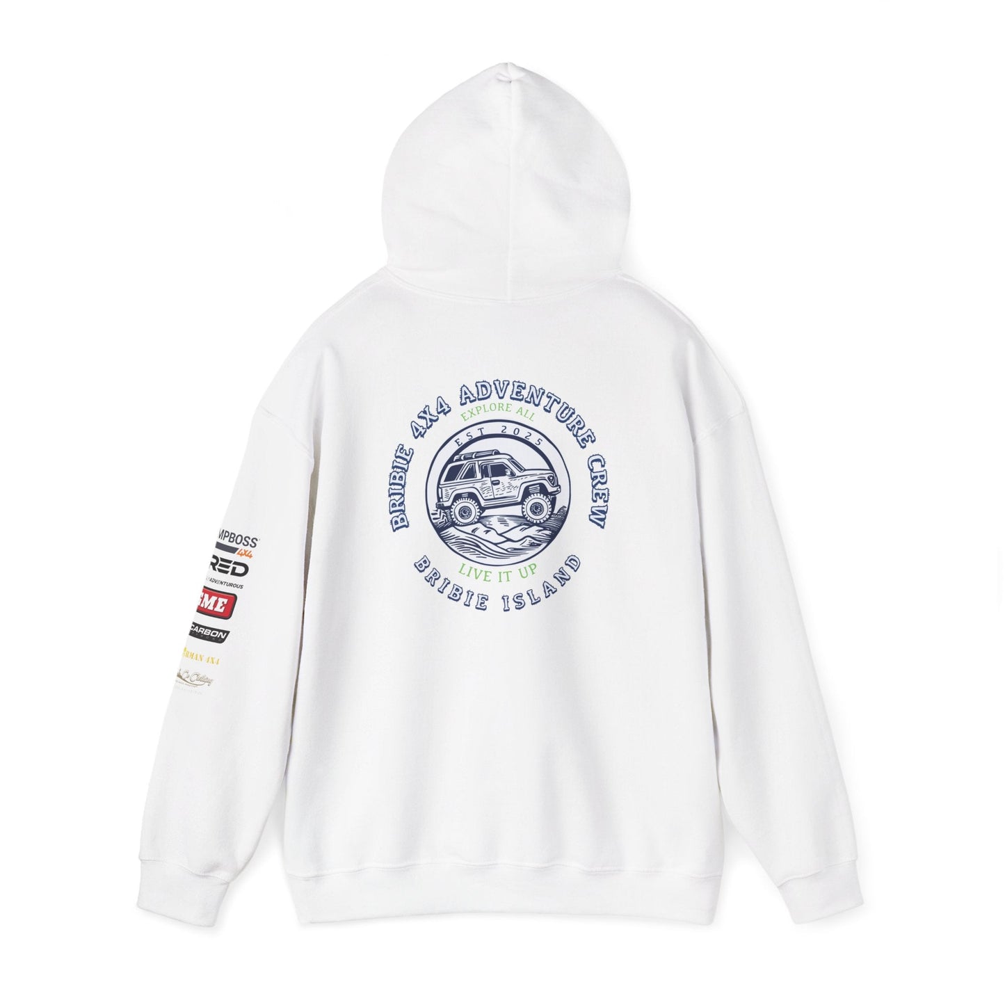 Bribie 4x4 Centre Road Trip Adventure Hoodie for Travel Lovers.